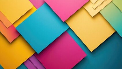 Abstract geometric pattern of overlapping squares in vibrant colors (1)