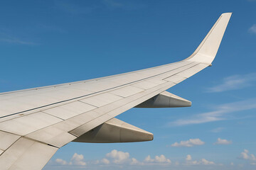 Obraz premium Close-Up of Airplane Wing in Flight