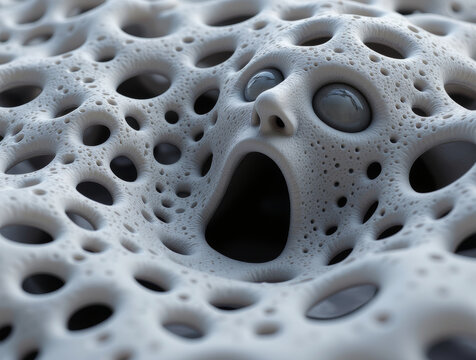 the face of a man stuck in foam