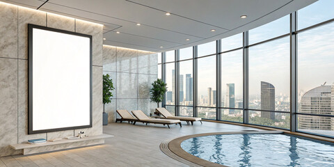 Relaxing Blank Poster Mockup in a Modern Interior Spa Lounge