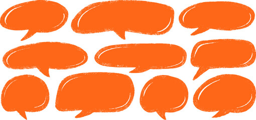 Crayon Speech Bubble Frame. Vector Chalk Talk Balloon. Colorful Dialog Chat Illustrations