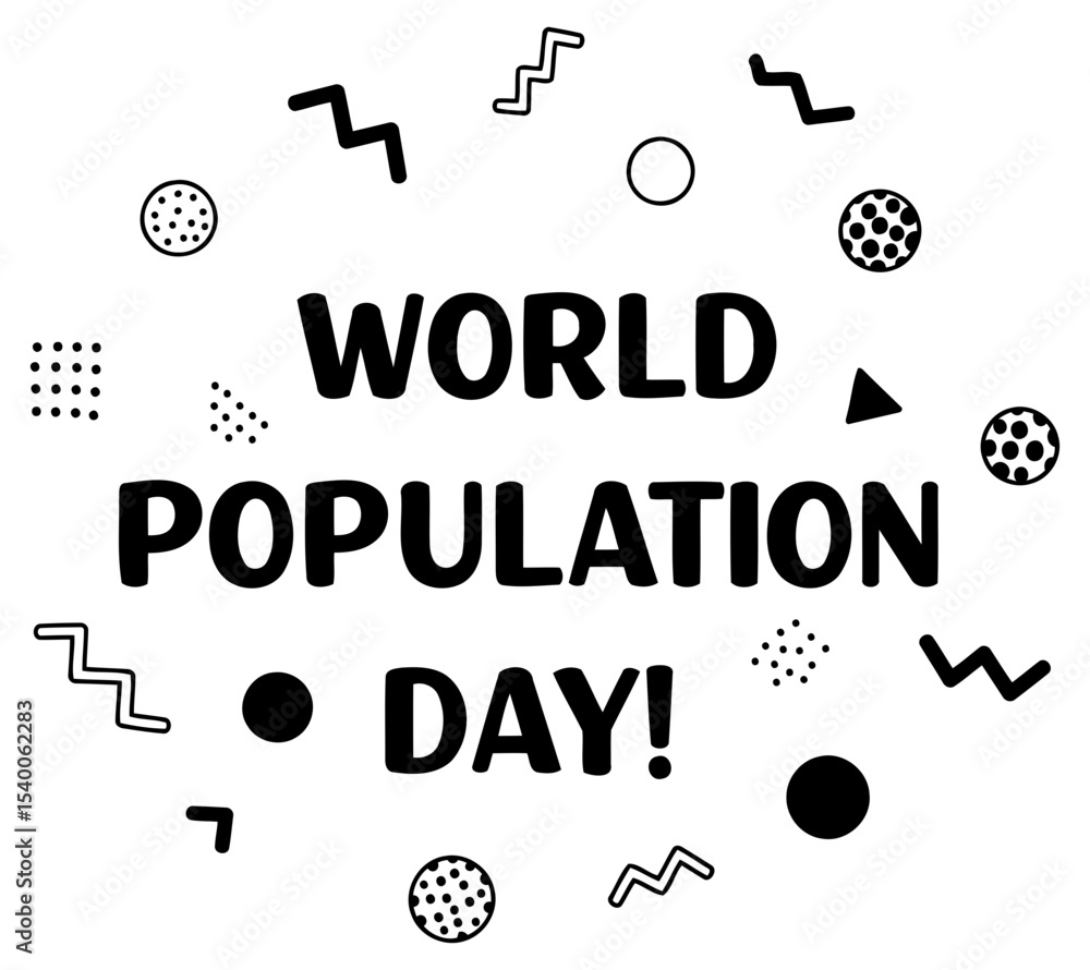Poster world population day graphic design with diverse demographic elements in a simple. bold style. a cel