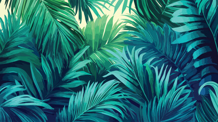 Fototapeta premium Tropical Foliage in Cool Colors