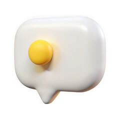 3d render of a cartoon speech bubble with yellow dot isolated on transparent background