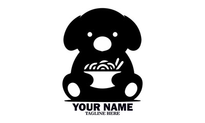 Illustration vector cute dog eating ramen noodles. cute dog eating ramen noodles animal cartoon concept isolated and logo art