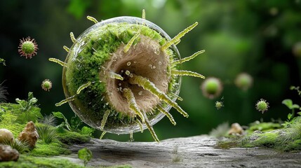 Exploring the Intersection of Nature and Science through Glass Balls Housing Exotic Plants in Medical Laboratory Setup
