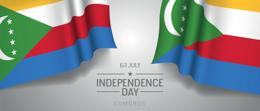 Comoros happy independence day greeting card, banner with template text vector illustration