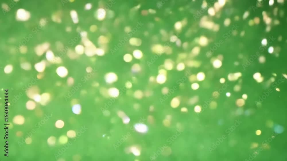 Poster emerald sparkle: dazzling bokeh effect over a saturated green, creating a mesmerizing visual texture