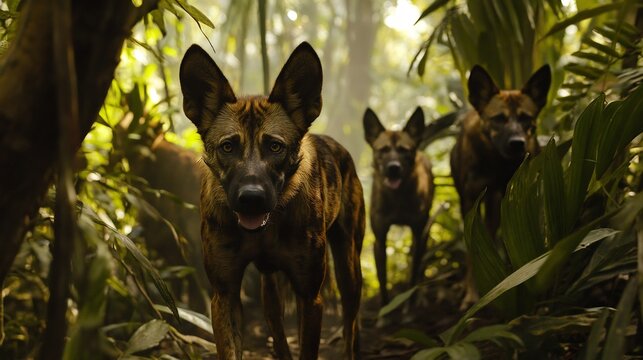 german shepherd dog in jungle