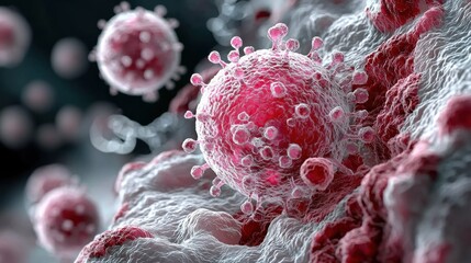 A Stunning Close-Up Examination of a Red and White Virus Under Laboratory Conditions Reveals Intriguing Details of Spherical Bacteria