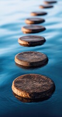 Smooth, round stones form a path across still water