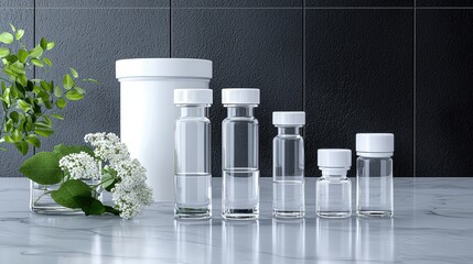 Exploring the Intersection of Nature and Science: A Beautiful Vase with Flowers Amidst Sterile Laboratory Equipment