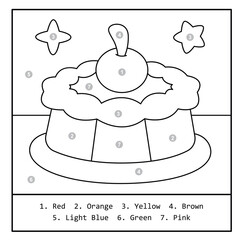 Cake Color by Number – Fun Dessert Coloring Page for Kids