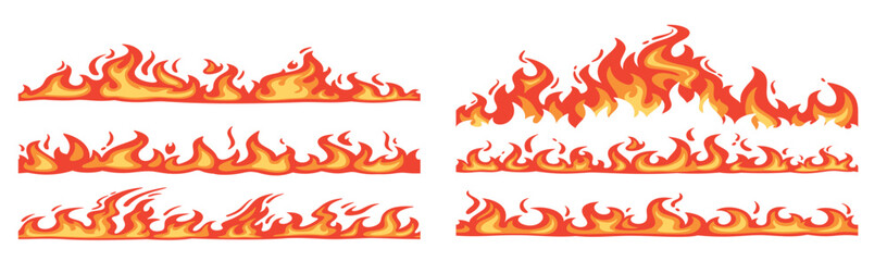 cartoon fire borders flame frame blazing dividers hot flaming banners wildfire campfire ignite elemet