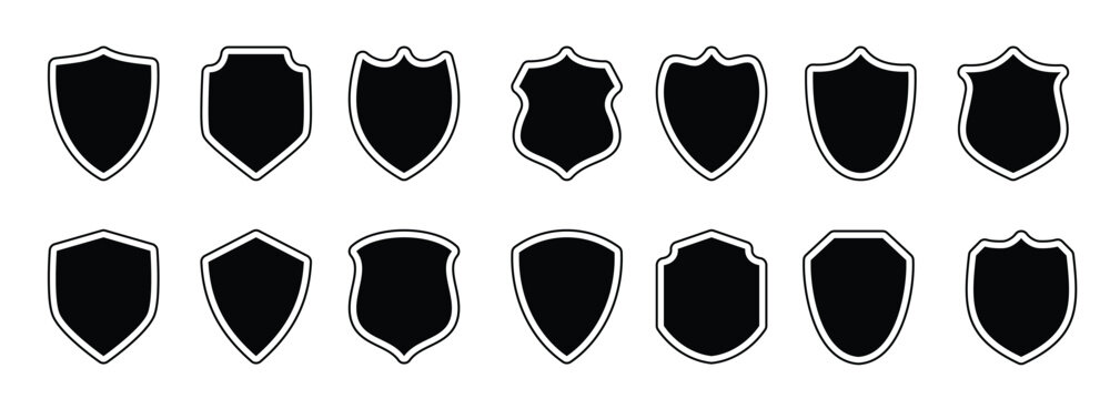 set shield silhouette vector design