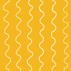 White Vertical Waves on Yellow Bold Color Striped Vector Seamless Pattern, Summer Travel Themed Design, Fabric Textile, Kitchen Decor. Simple Illustration Background