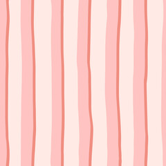 Pink Whimsical Vertical Stripes Bold Color Vector Seamless Pattern, Summer Striped Travel Themed Design, Coquette Fabric Textile, Kitchen Decor. Simple Illustration Background