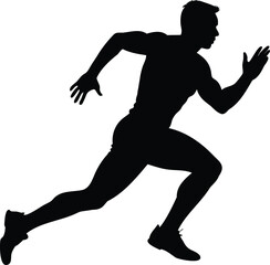 Silhouette of a muscular man running fast in a race or exercise