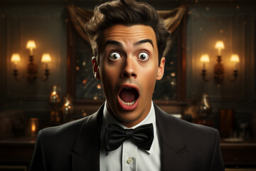 Surprised Elegant Businessman Employee Advertising Concept