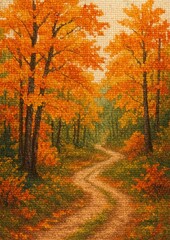 Fototapeta premium Vibrant autumn forest path
