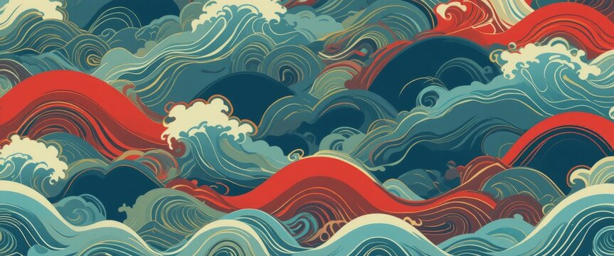 Topical colors / asian patterns, for Asian American and Native Hawaiian heritage / Pacific Islander Heritage Month (APAHM) or asian american pacific islander (AAPI) heritage month
