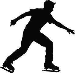 Figure skater silhouette on white background performing an intricate ice skating move