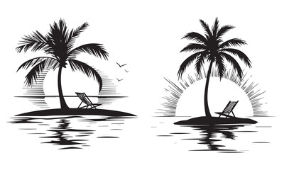 beach chair vector silhouette illustration