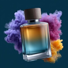 Colorful Cologne Bottle with Smoke Effects