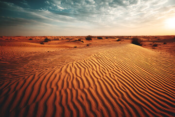 Arabian desert sunset rippled sand dunes landscape