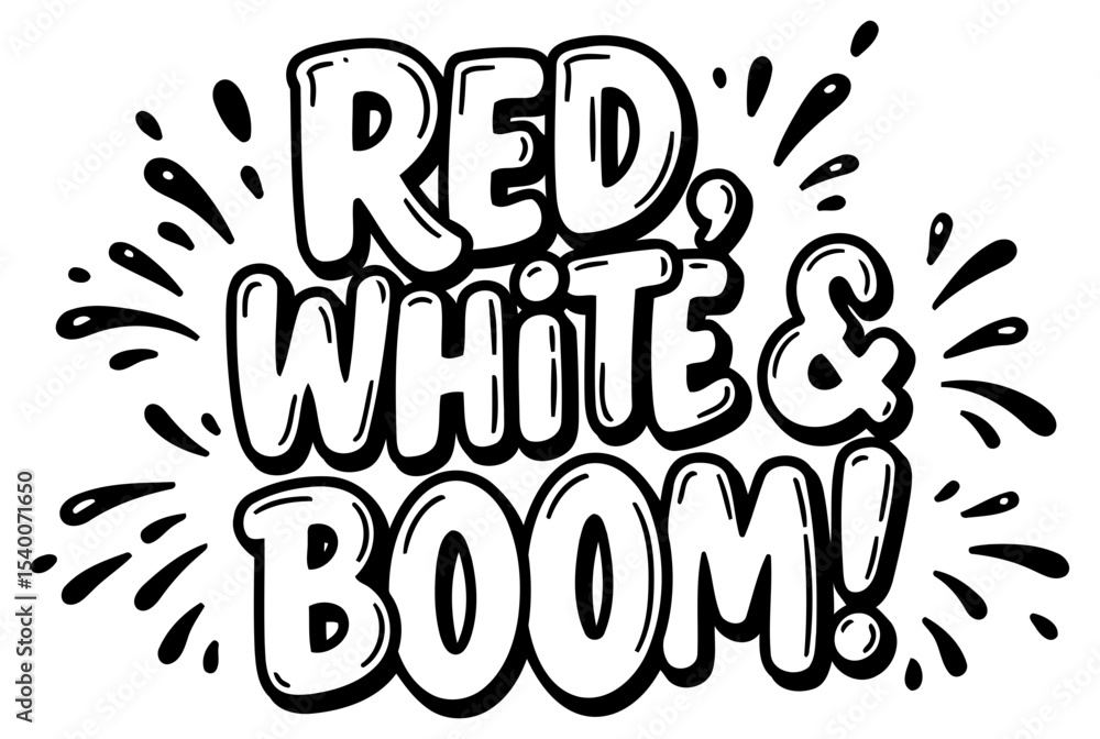 Poster red. white. and boom graphic design in a bold. playful font with radiating graphic elements. a graph