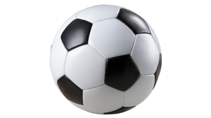 Classic Black and White Soccer Ball Isolated on Transparent Background