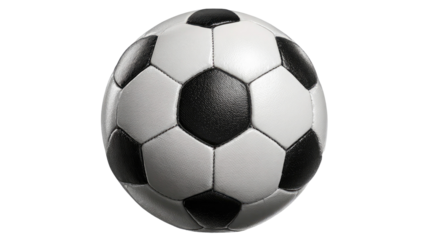 Classic Black and White Soccer Ball Isolated on Transparent Background for Easy Integration
