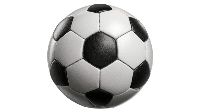 Classic Black and White Soccer Ball Isolated on Transparent Background for Easy Integration