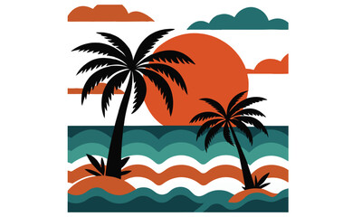 beach chair vector silhouette illustration