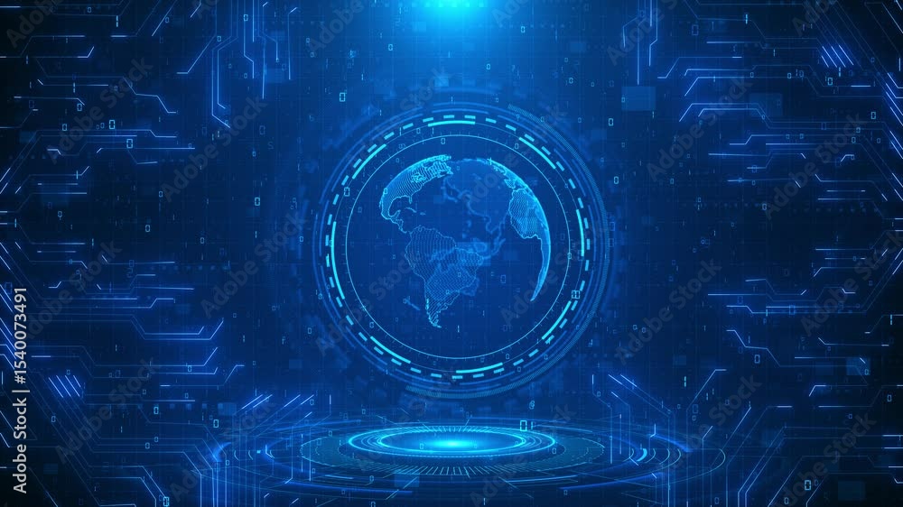 Aufkleber virtual planet earth particles lines big data matrix cyber futuristic technology big data analytic a