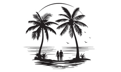 beach chair vector silhouette illustration