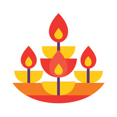 Colorful geometric illustration of a traditional indian diya lamp for festive celebrations and events