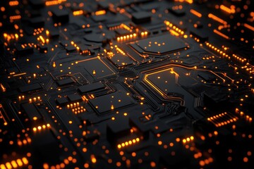 Close-up of glowing circuit board