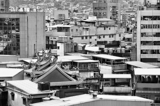 Fototapeta Keelung city. Black and white retro style.