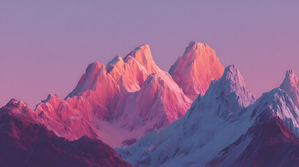 Majestic pink and purple mountain range at sunset