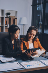 Business Documents, Auditor businesswoman checking searching document legal prepare paperwork or...