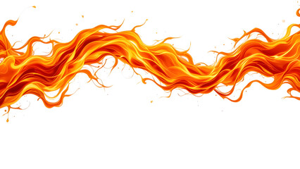 Abstract orange fire flame illustration on white background for graphic design element use case on transparent background