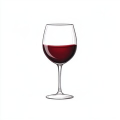 Glass of Deep Red Wine on White Background