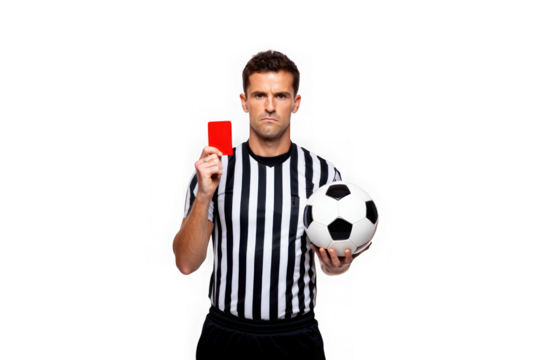 Soccer Referee Showing Red Card, Penalty Decision, Football Game, Sports Official, Fair Play Concept
