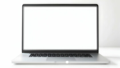 Open Laptop with Blank Screen Display for Mockup