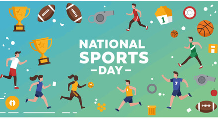 Celebrating National Sports Day: Runners, Trophies, and Sporting Goods