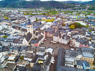Amazing view of famous historic Trier city center - ancient Roman city gate in Trier, Germany. UNESCO.