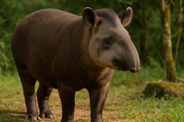 Majestic tapir in lush forest