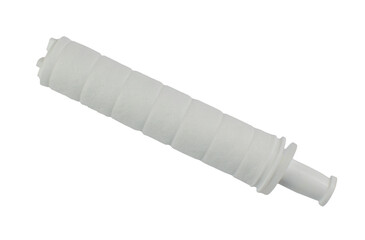 Brand-new, pristine white water filter is prominently displayed against a transparent background