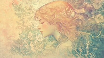Dreamlike Beauty: A Portrait of a Woman Surrounded by Floral Elegance